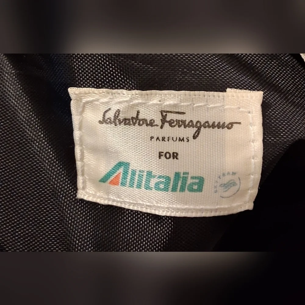 NWT Salvatore Ferragamo & Alitalia Magnifica Black Nylon Cosmetic Toiletry Pouch